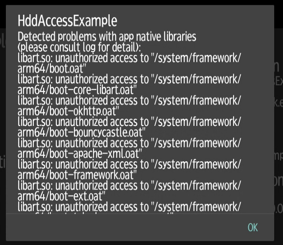 Example warning dialog